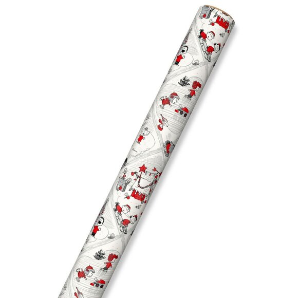 Hallmark Wrapping Paper Christmas Peanuts Gang Playing Snow White 70 sq ft Roll - Picture 3 of 7